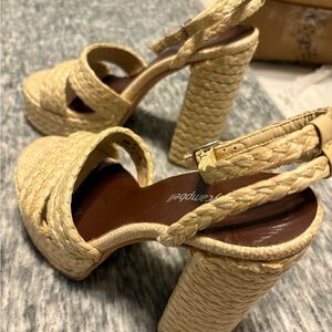 Jeffrey Campbell Beige Woven Platform Heels